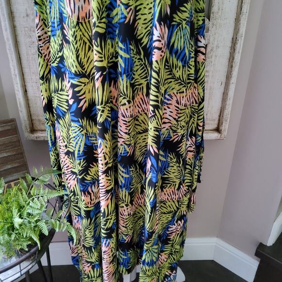 Tyche Women's Flowy Asymmetric Adjustable Tie Back Strap Midi Dress Tropical - Picture 4 of 13